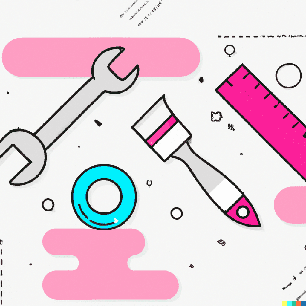 Abstract illustration featuring work tools, rulers, and measuring tape, symbolizing strategies for precise brand positioning