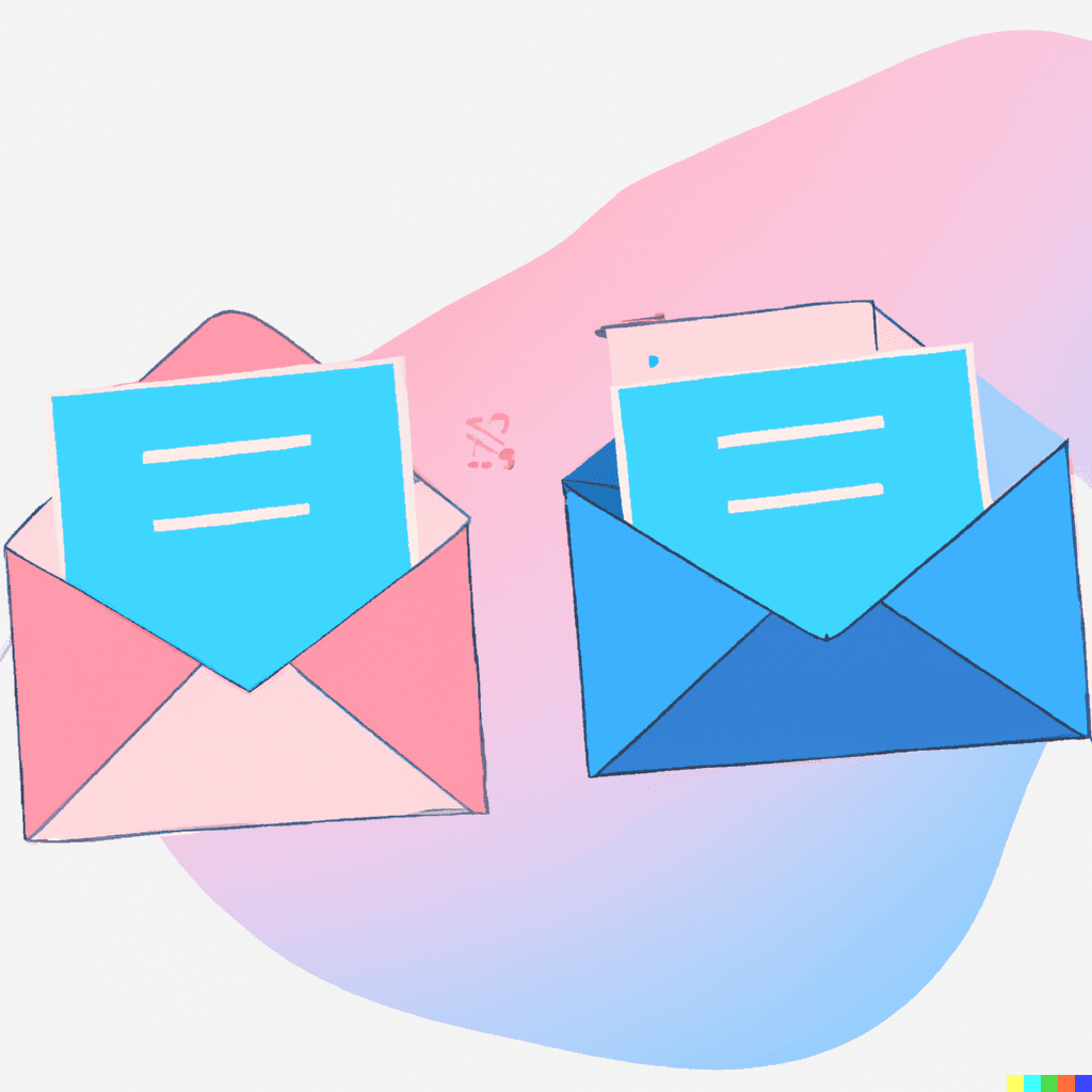 Abstract illustration of two open envelopes, symbolizing email marketing strategies for restaurants.