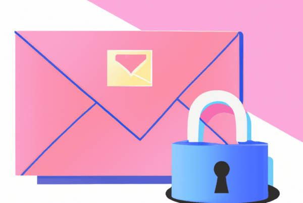 Abstract illustration of a closed envelope with a padlock, symbolizing email security and protection from phishing threats.