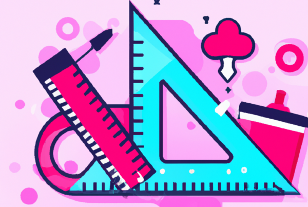 Abstract illustration featuring design tools like rulers, symbolizing the principles of good design
