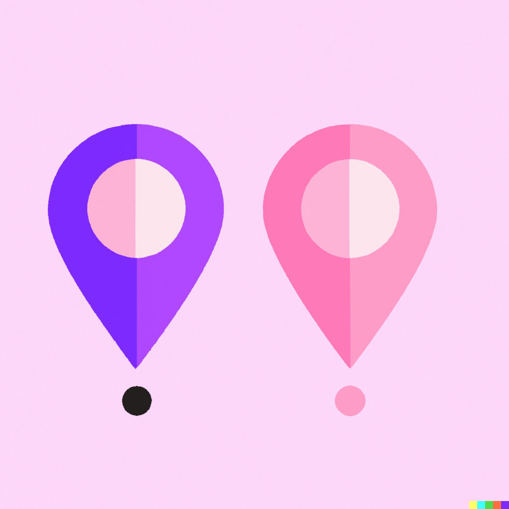 Abstract illustration showing two location pins, symbolizing local SEO strategies