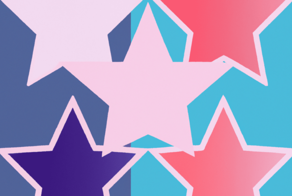 Abstract illustration of five stars symbolizing customer reviews and ratings for hotels.
