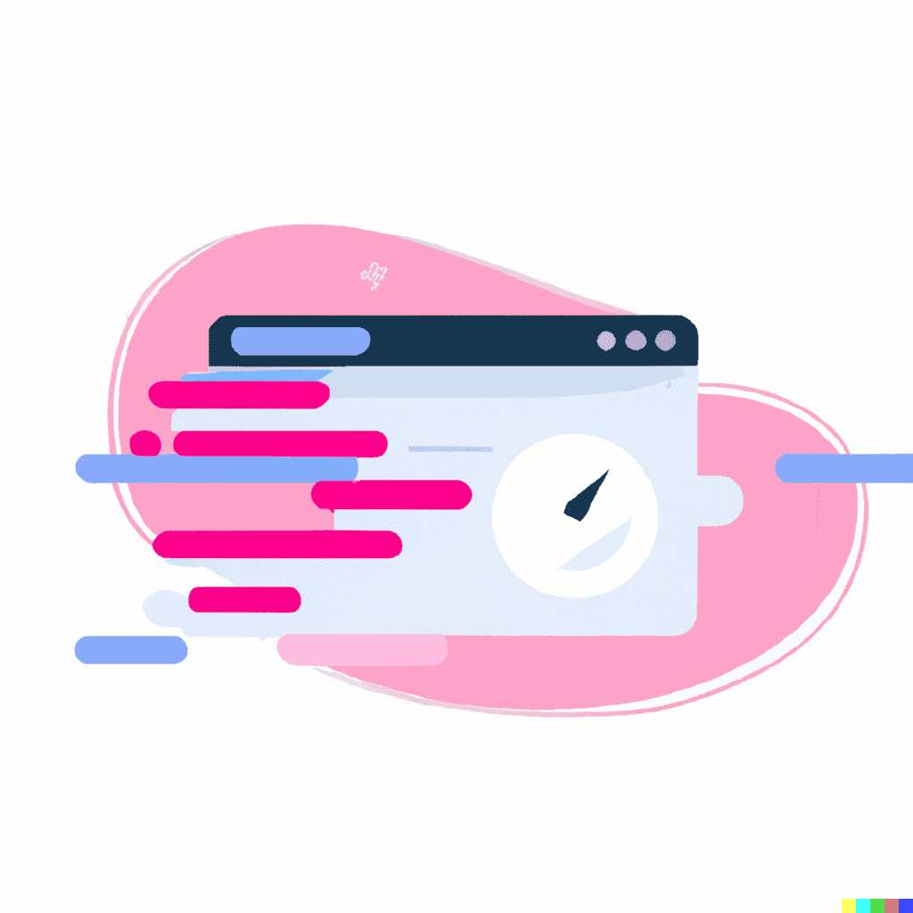 Abstract illustration showing a dashboard with a speedometer, emphasizing website speed for a hotel’s online presence
